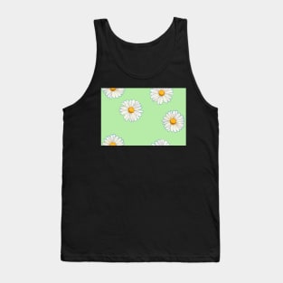 White Daisies on Pastel Green Tank Top